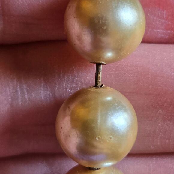 Vintage 50s Champagne Faux Pearl Graduated Choker Necklace - Picture 7 of 7